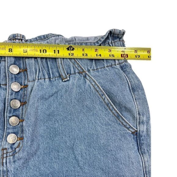 SONG Shorts Women's Large Button Fly Elastic Waist Blue Denim MOM Jean Shorts - Picture 2 of 6